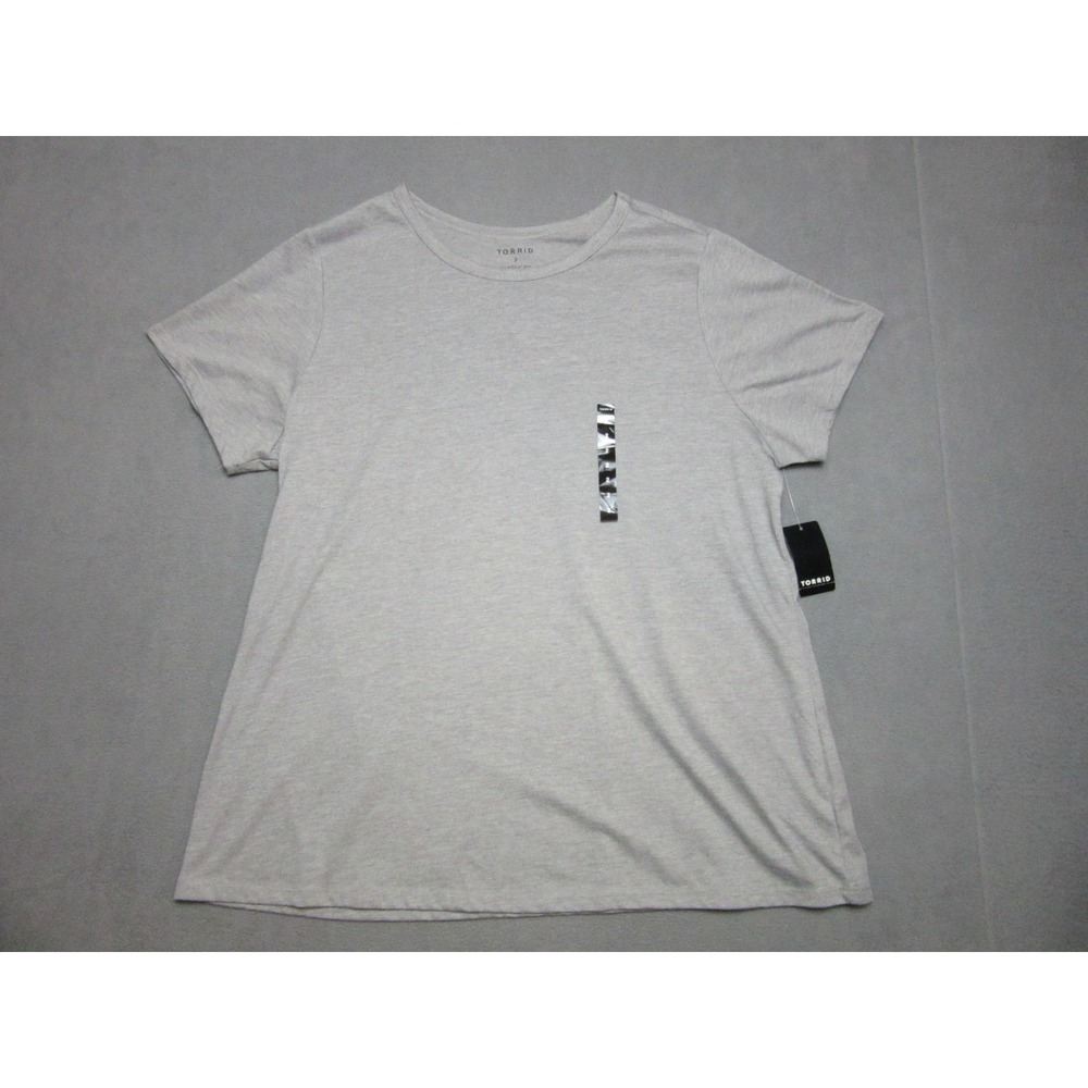 Torrid Shirt Womens 2 Heather Gray Everyday Tee Signature Jersey Crew Neck New
